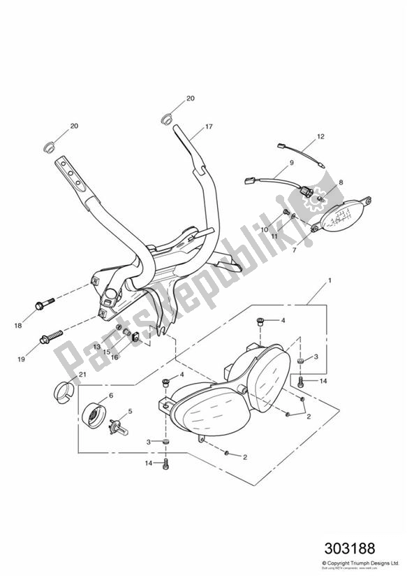 Todas las partes para Headlight/mountings de Triumph Sprint RS VIN: > 139276 955 2000 - 2001