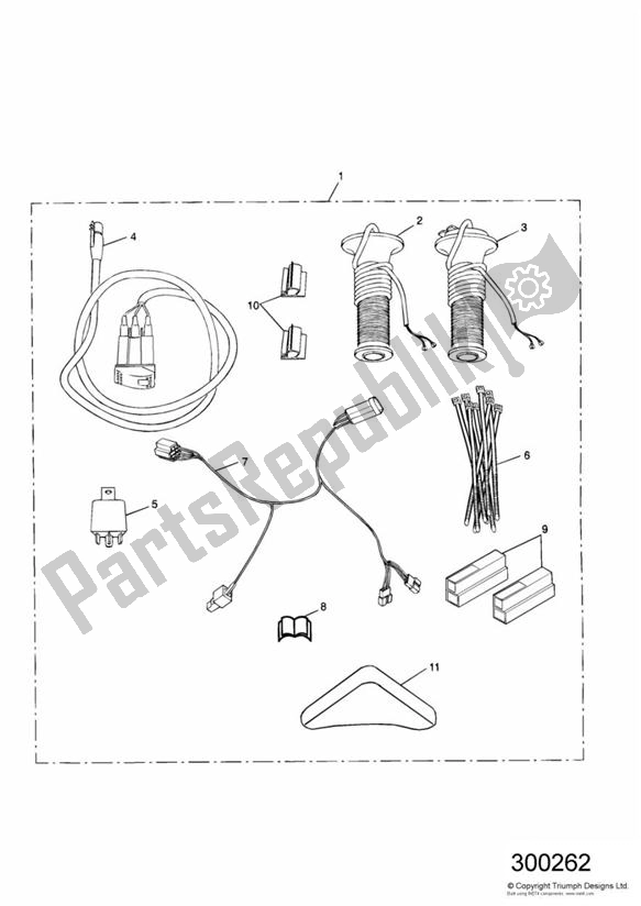 All parts for the Heated Handlebar Grip Kit, Type A of the Triumph Sprint RS VIN: > 139276 955 2000 - 2001