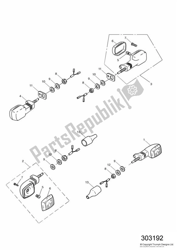 All parts for the Indicators of the Triumph Sprint RS VIN: > 139276 955 2000 - 2001