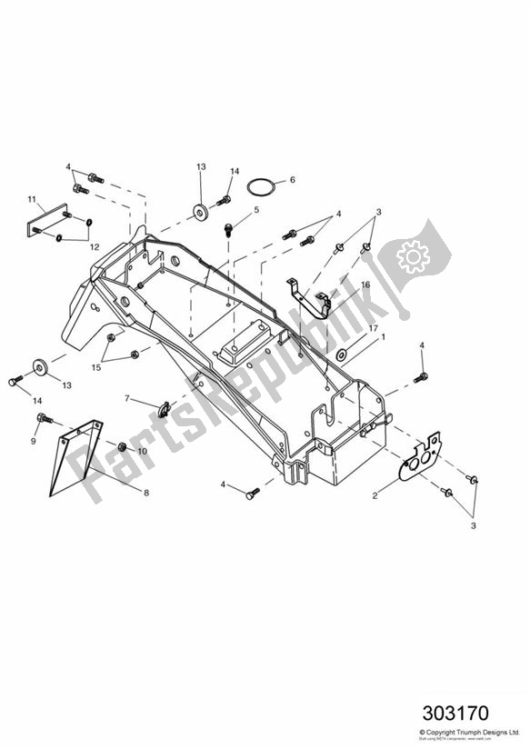 Todas las partes para Guardabarros Trasero Y Caja De Batería de Triumph Sprint RS VIN: > 139276 955 2000 - 2001