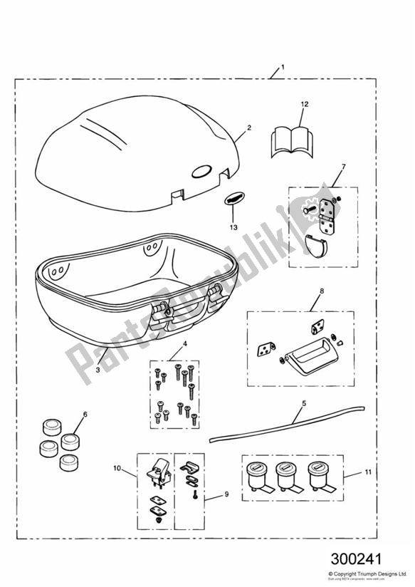 Todas las partes para Top Box 45 Litre de Triumph Sprint RS VIN: > 139276 955 2000 - 2001