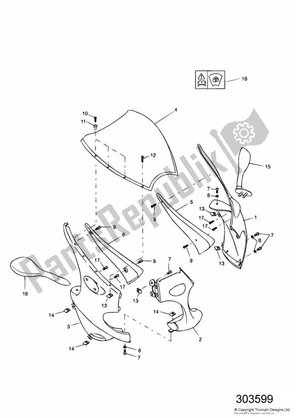 Todas las partes para Bodywork - Cockpit de Triumph Sprint ST VIN: 139277-208166 955 2002 - 2004