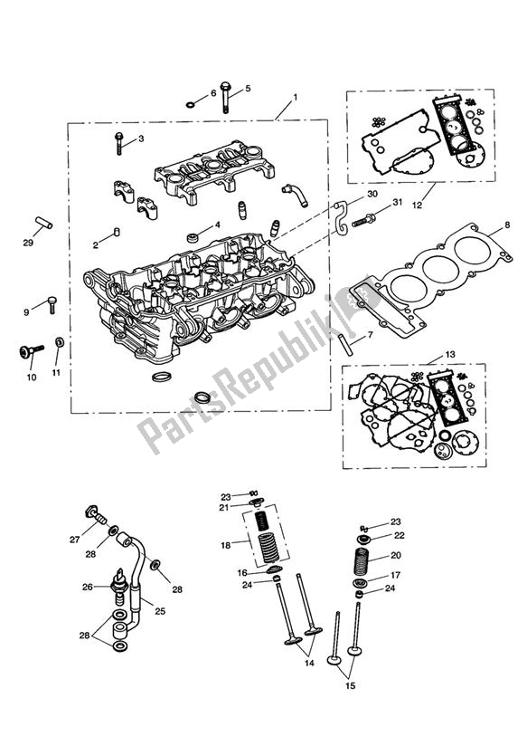 Todas las partes para Culata Y Válvulas de Triumph Sprint ST VIN: 139277-208166 955 2002 - 2004