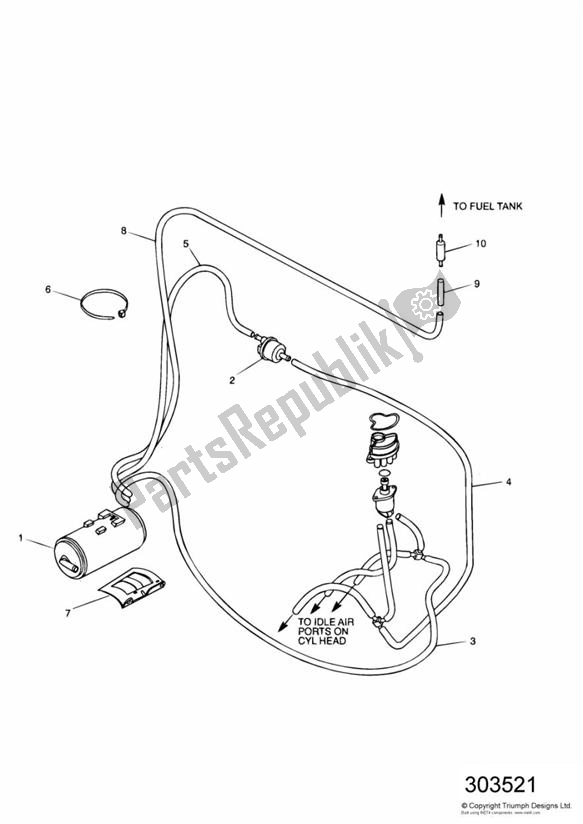 All parts for the Evaporative Loss Equipment California Only of the Triumph Sprint ST VIN: 139277-208166 955 2002 - 2004