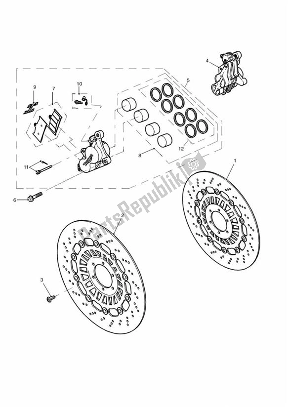 Todas las partes para Front Brake Caliper And Disc de Triumph Sprint ST VIN: 139277-208166 955 2002 - 2004