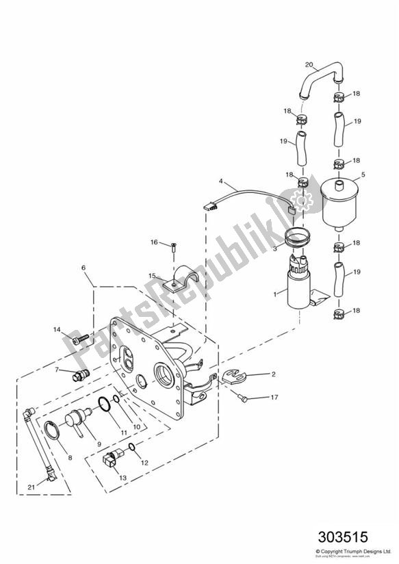 Todas las partes para Fuel Pump And Filters > 207554 de Triumph Sprint ST VIN: 139277-208166 955 2002 - 2004