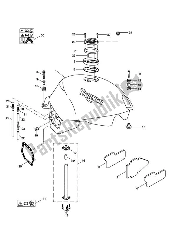 Todas las partes para Fuel Tank And Fittings de Triumph Sprint ST VIN: 139277-208166 955 2002 - 2004