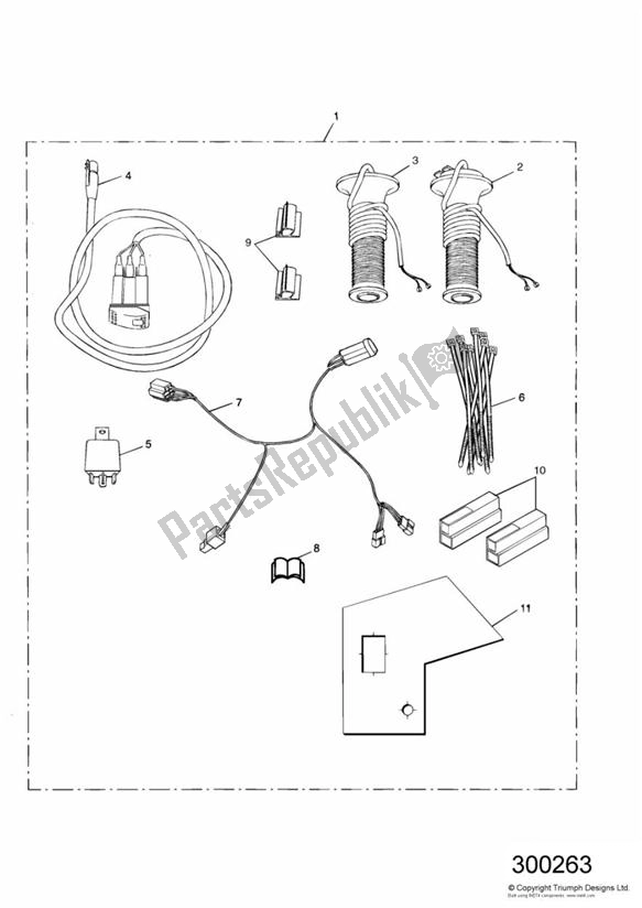 Todas las partes para Handlebar Grip Kit, Type A de Triumph Sprint ST VIN: 139277-208166 955 2002 - 2004