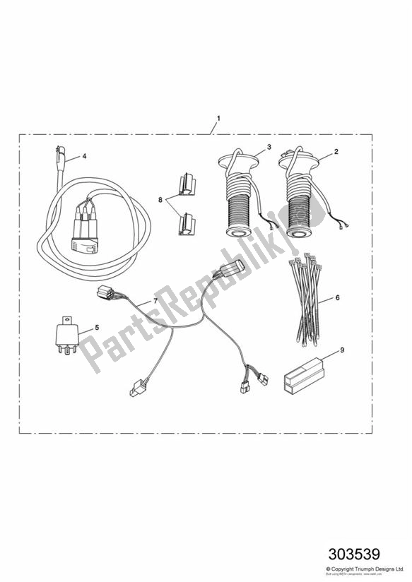 Tutte le parti per il Heated Grip Kit De,es,it,jp,nl,se & Uk 186151 > del Triumph Sprint ST VIN: 139277-208166 955 2002 - 2004