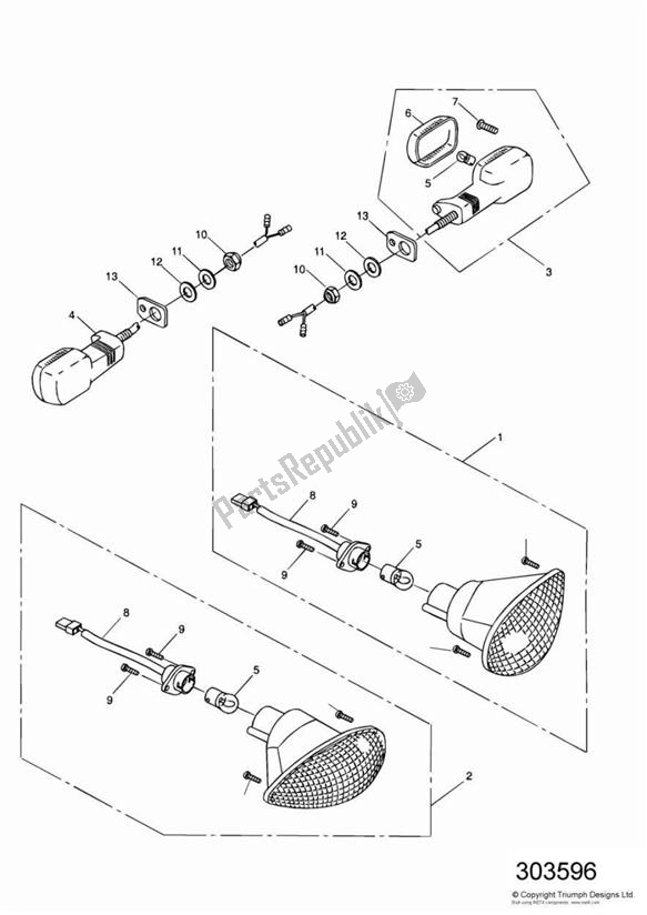 Todas las partes para Indicadores de Triumph Sprint ST VIN: 139277-208166 955 2002 - 2004