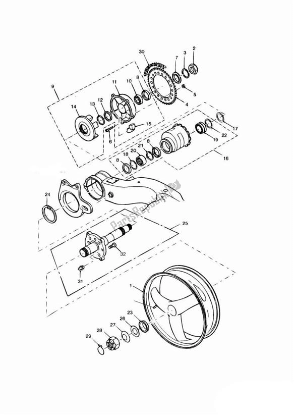 Todas las partes para Rear Wheel/final Drive de Triumph Sprint ST VIN: 139277-208166 955 2002 - 2004