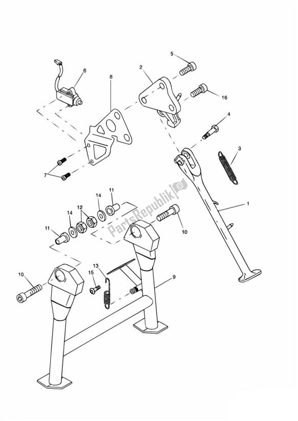 Todas as partes de Side Stand & Centrestand do Triumph Sprint ST VIN: 139277-208166 955 2002 - 2004