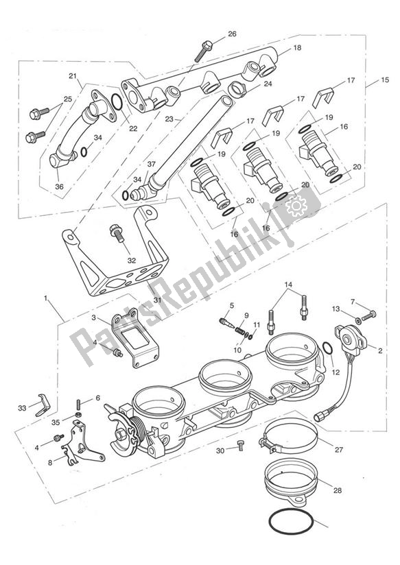 Todas las partes para Throttles/injectors And Fuel Rail > 207554 de Triumph Sprint ST VIN: 139277-208166 955 2002 - 2004