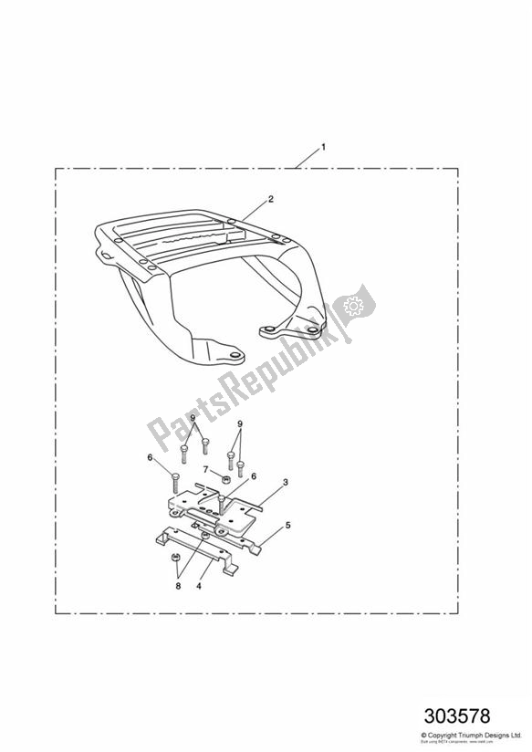 Todas las partes para Top Rack Kit Es,it,jp,nl,nz,se & Uk 186151 > de Triumph Sprint ST VIN: 139277-208166 955 2002 - 2004