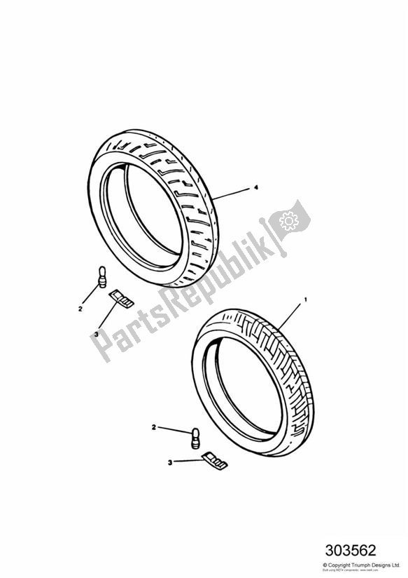 All parts for the Tyres/inner Tube of the Triumph Sprint ST VIN: 139277-208166 955 2002 - 2004