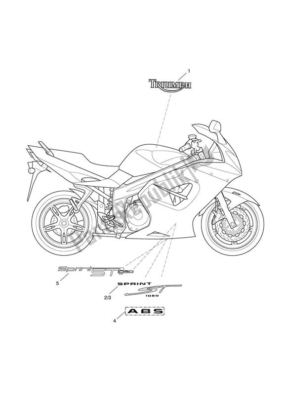 Todas las partes para Carrocería - Calcomanías de Triumph Sprint ST VIN: 208167 > 1050 2005 - 2010