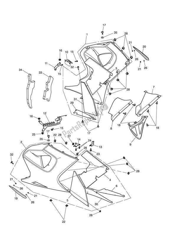 Wszystkie części do Bodywork - Lower Fairings Triumph Sprint ST VIN: 208167 > 1050 2005 - 2010