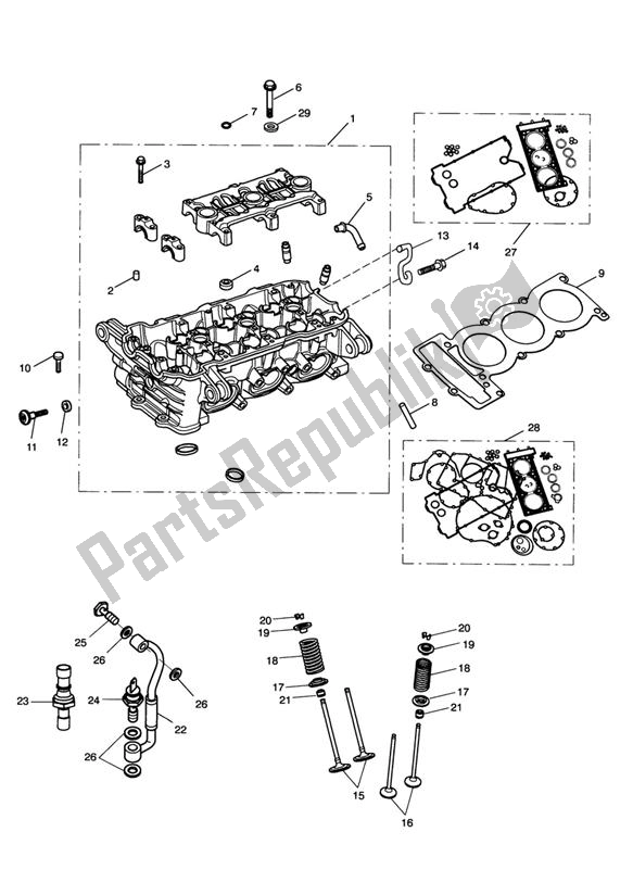 Todas as partes de Cabeça De Cilindro E Válvulas do Triumph Sprint ST VIN: 208167 > 1050 2005 - 2010
