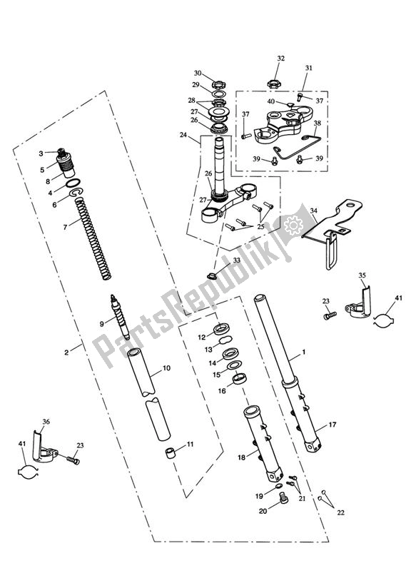 Alle onderdelen voor de Voorvorken & Jukken van de Triumph Sprint ST VIN: 208167 > 1050 2005 - 2010