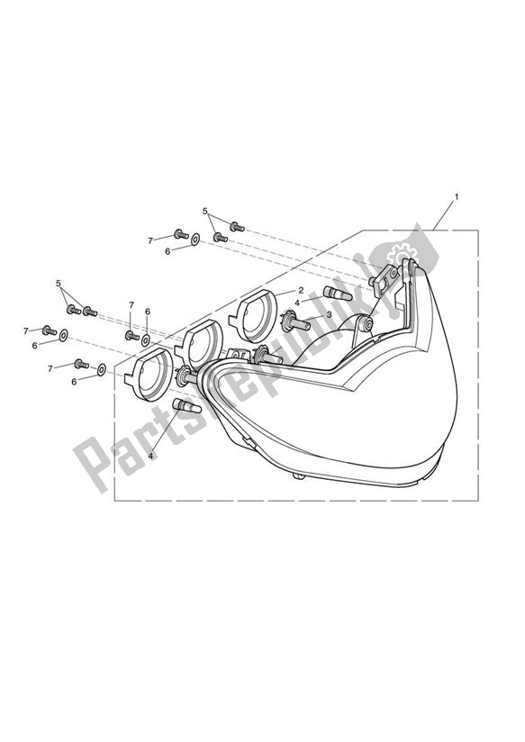 All parts for the Headlight Assembly of the Triumph Sprint ST VIN: 208167 > 1050 2005 - 2010