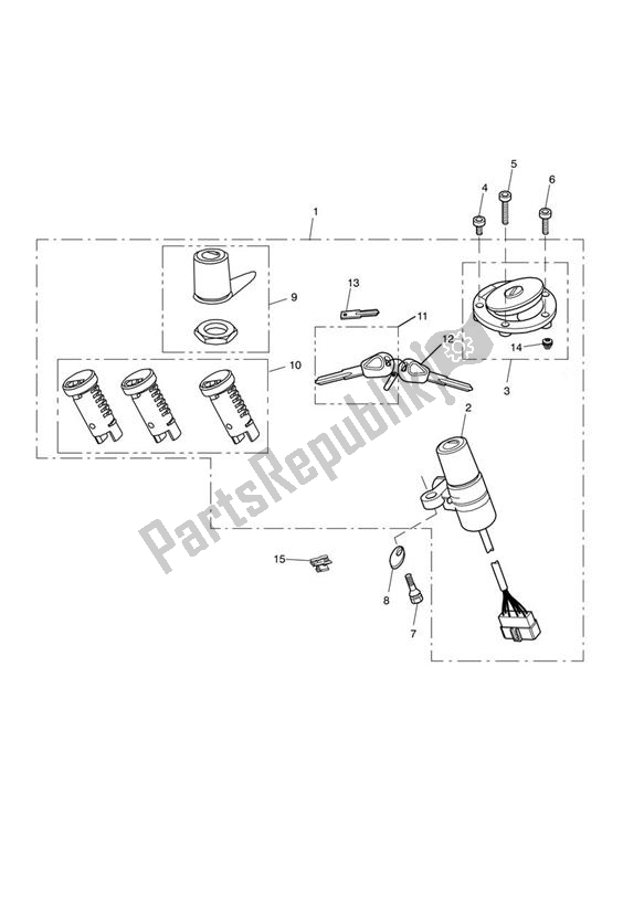 Wszystkie części do Ignition Switch & Lock Set > 440388 Triumph Sprint ST VIN: 208167 > 1050 2005 - 2010