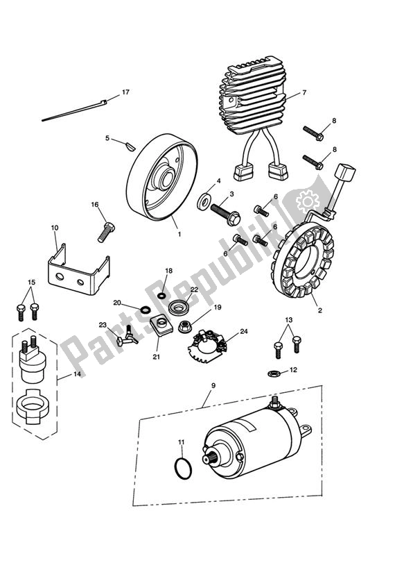 Toutes les pièces pour le Démarreur Et Alternateur du Triumph Sprint ST VIN: 208167 > 1050 2005 - 2010