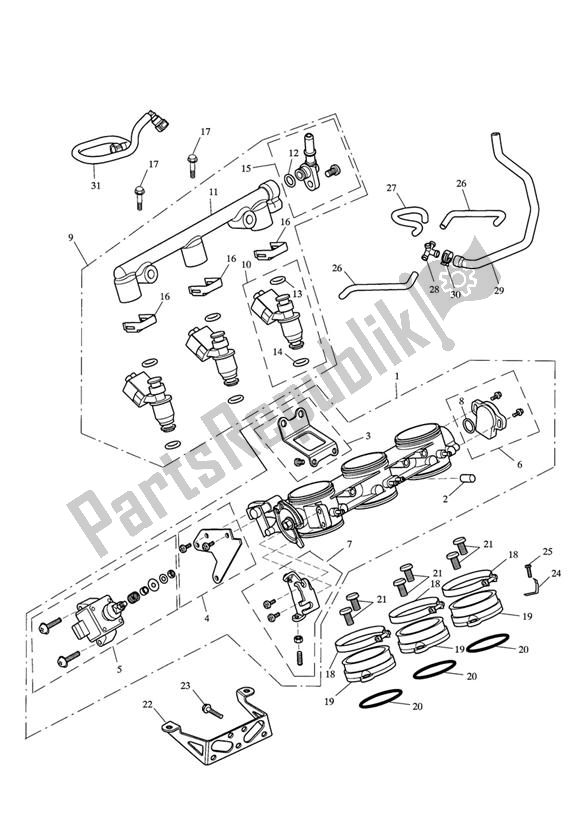 All parts for the Throttles, Injectors And Fuel Rail of the Triumph Sprint ST VIN: 208167 > 1050 2005 - 2010