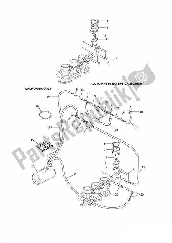 Todas las partes para Evaporative Loss Equipment > Eng No 92882 de Triumph Sprint ST VIN: > 139276 955 1999 - 2001