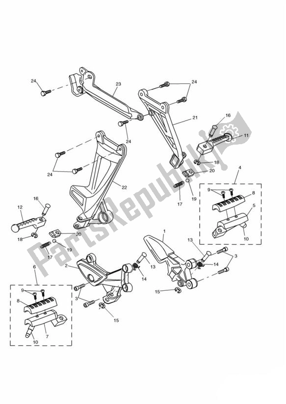 Toutes les pièces pour le Repose-pieds Et Fixations du Triumph Sprint ST VIN: > 139276 955 1999 - 2001