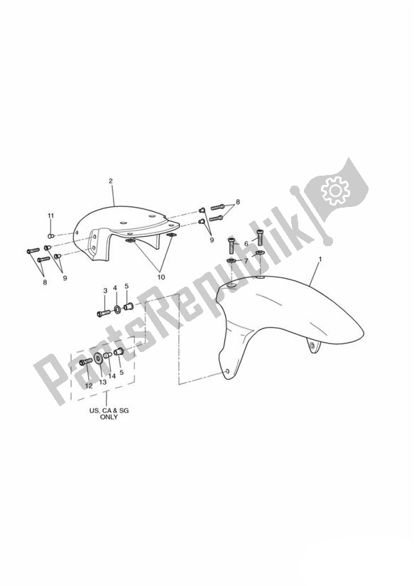 All parts for the Front Mudguard of the Triumph Sprint ST VIN: > 139276 955 1999 - 2001