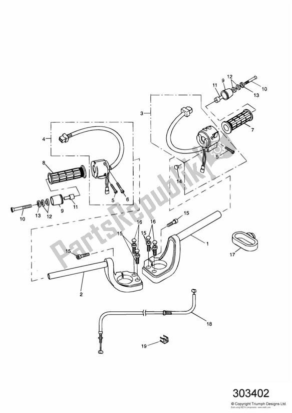 Todas las partes para Handlebars And Switches de Triumph Sprint ST VIN: > 139276 955 1999 - 2001