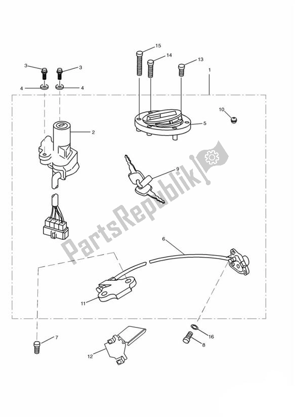 Toutes les pièces pour le Ignition Switch/seat Lock du Triumph Sprint ST VIN: > 139276 955 1999 - 2001