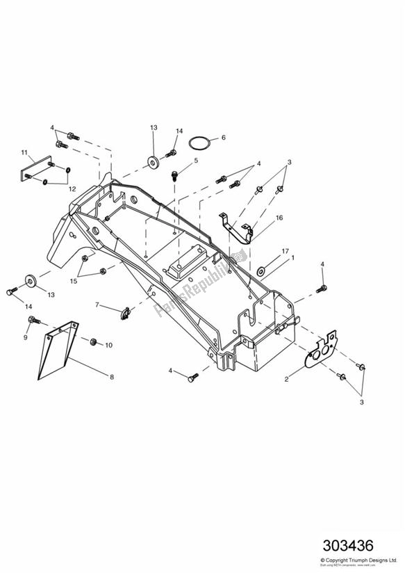 Todas las partes para Guardabarros Trasero Y Caja De Batería de Triumph Sprint ST VIN: > 139276 955 1999 - 2001