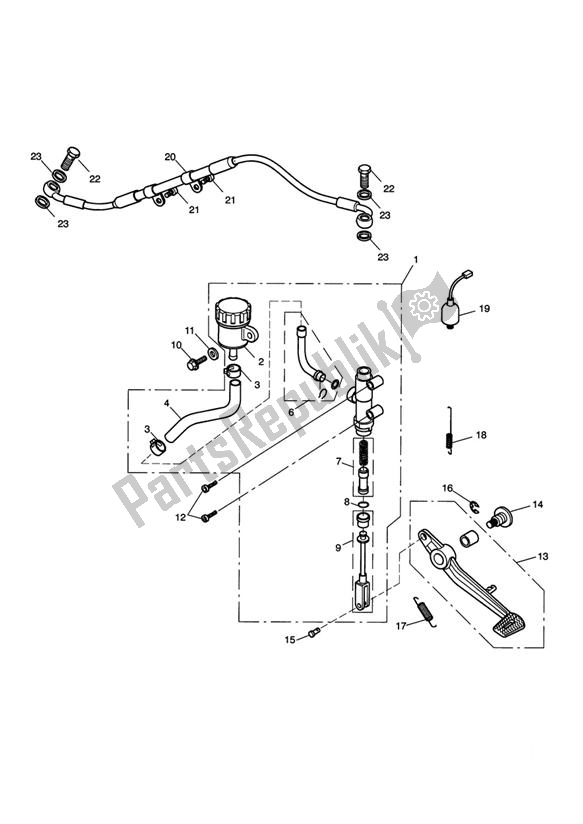 Tutte le parti per il Pompa Freno Posteriore, Serbatoio E Pedale del Triumph Street Triple 675 2010 - 2012