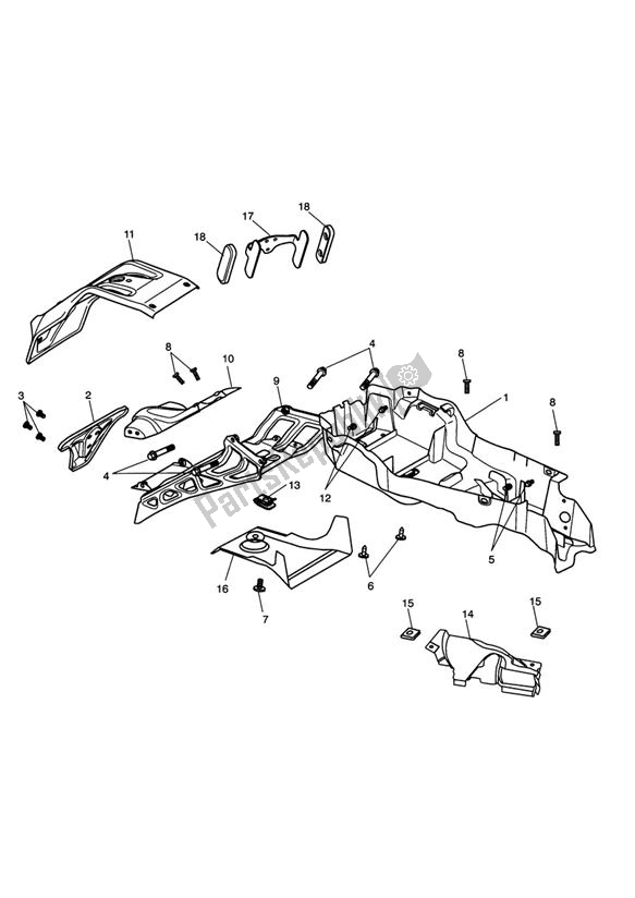 Tutte le parti per il Parafango Posteriore E Vano Batteria del Triumph Street Triple 675 2010 - 2012