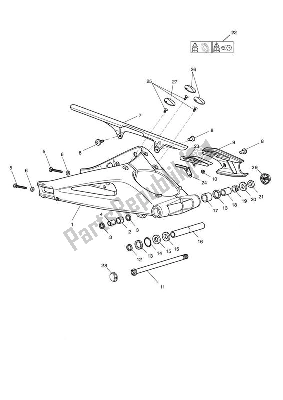 Tutte le parti per il Forcellone Posteriore del Triumph Street Triple 675 2010 - 2012