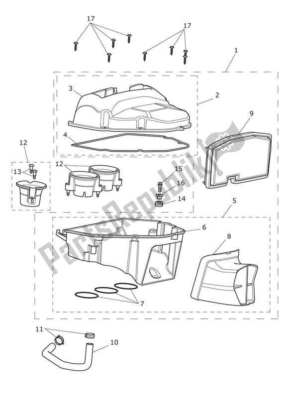 All parts for the Airbox of the Triumph Street Triple VIN 560477 > 675 2013 - 2016