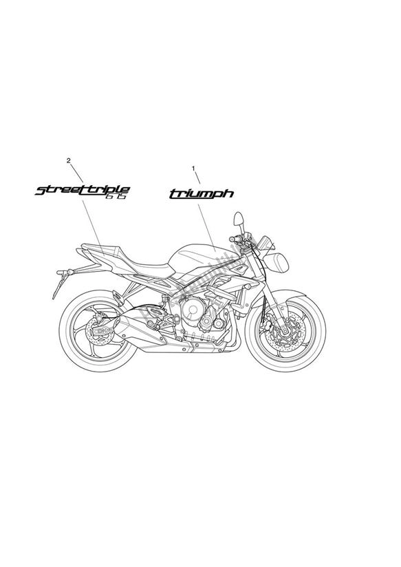 Wszystkie części do Karoseria - Kalkomanie Triumph Street Triple VIN 560477 > 675 2013 - 2016