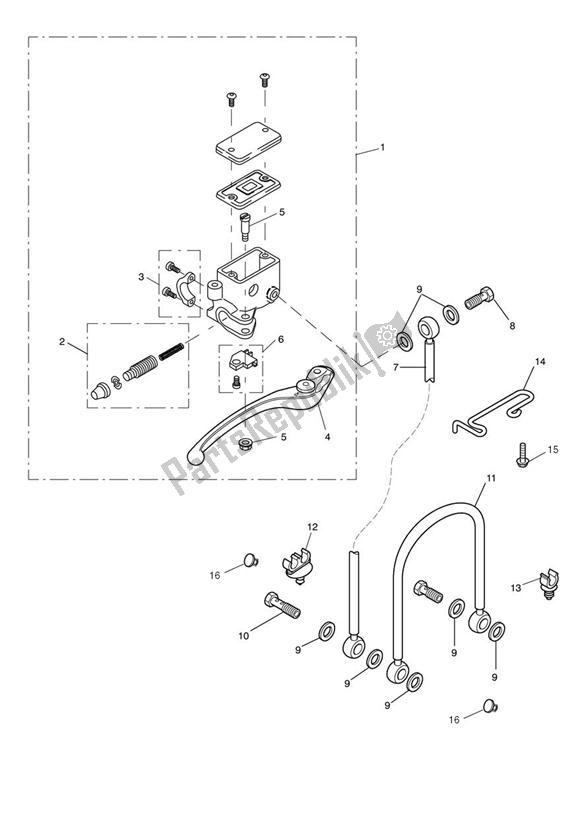 All parts for the Front Brake Master Cylinder & Hoses of the Triumph Street Triple VIN 560477 > 675 2013 - 2016