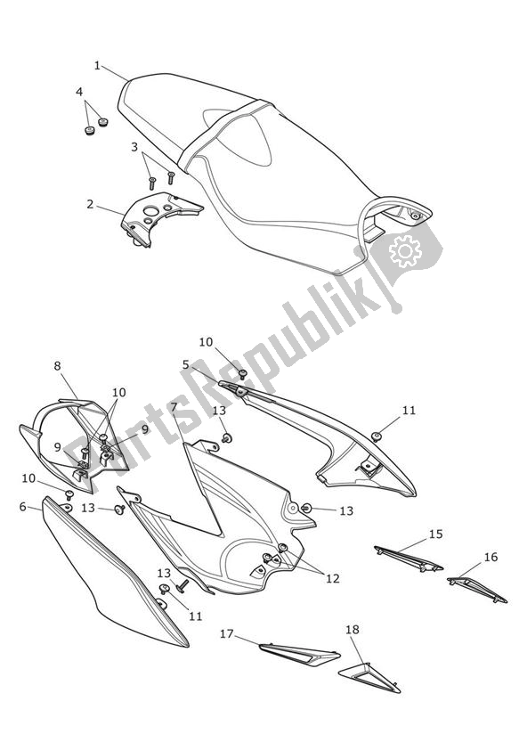 Todas las partes para Carrocería Trasera Y Asiento de Triumph Street Triple VIN 560477 > 675 2013 - 2016