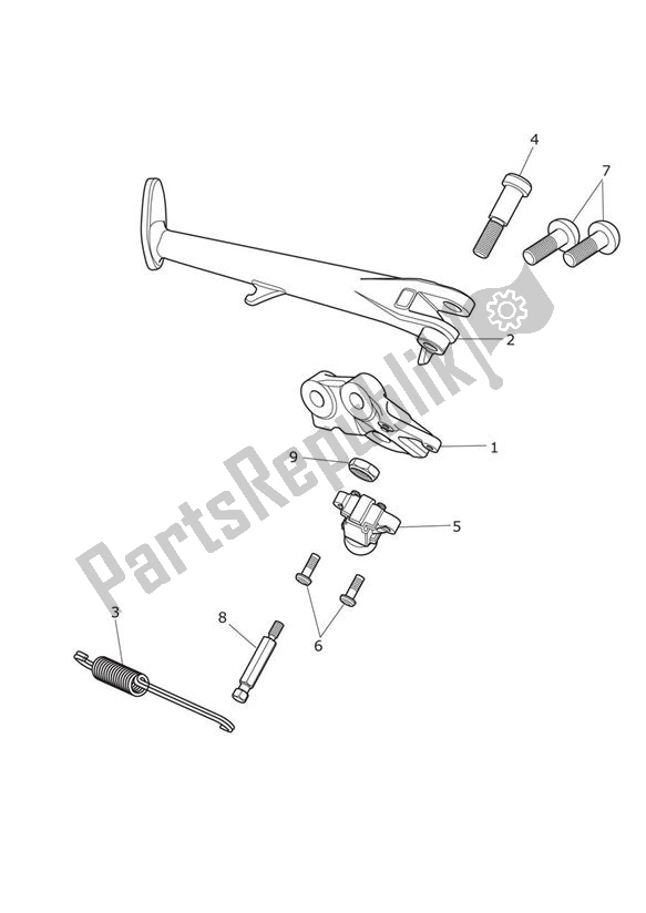 Alle onderdelen voor de Zij Stand van de Triumph Street Triple VIN 560477 > 675 2013 - 2016