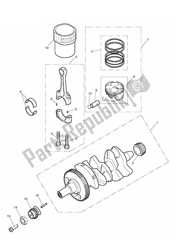 Todas las partes para Cigüeñal, Bielas, Pistones Y Camisas de Triumph Street Triple R 675 2010 - 2012