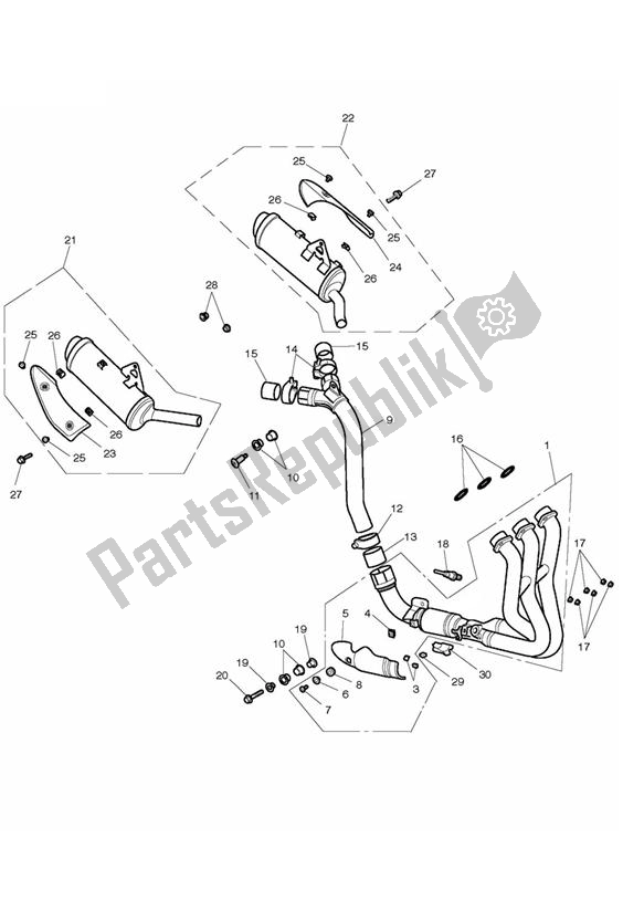 Wszystkie części do System Wydechowy Triumph Street Triple R 675 2010 - 2012