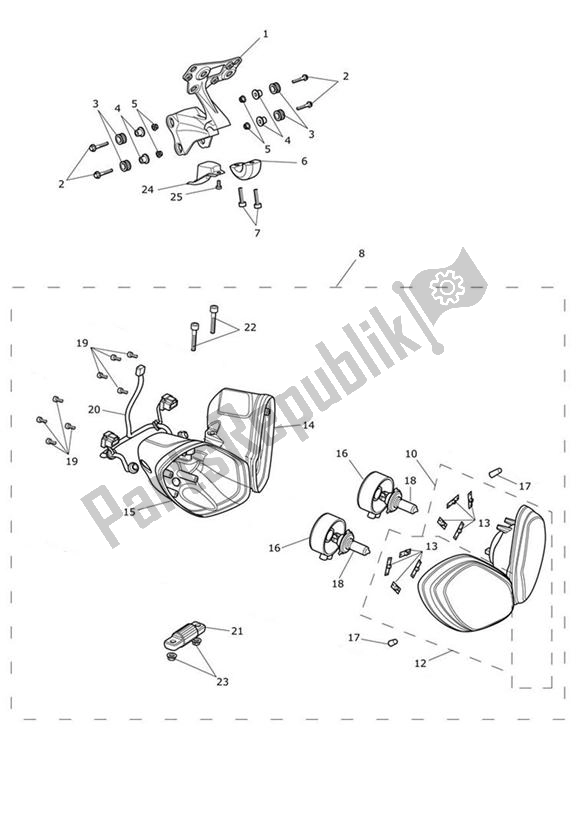 Todas las partes para Headlight Assembly 482182 > de Triumph Street Triple R 675 2010 - 2012