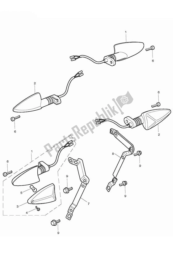 Alle onderdelen voor de Indicatoren van de Triumph Street Triple R 675 2010 - 2012