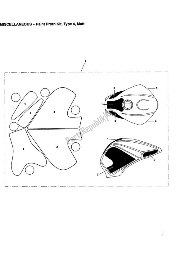 All parts for the Pnt Protn Kit, Type 4 Matt of the Triumph Street Triple R 675 2010 - 2012