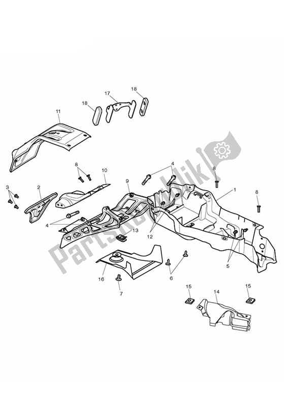 Todas las partes para Guardabarros Trasero Y Caja De Batería de Triumph Street Triple R 675 2010 - 2012