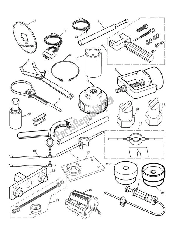 Todas as partes de Ferramentas De Serviço do Triumph Street Triple R 675 2010 - 2012