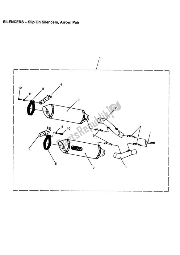 Alle onderdelen voor de Slip On Silencers, Arrow, Pair van de Triumph Street Triple R 675 2010 - 2012