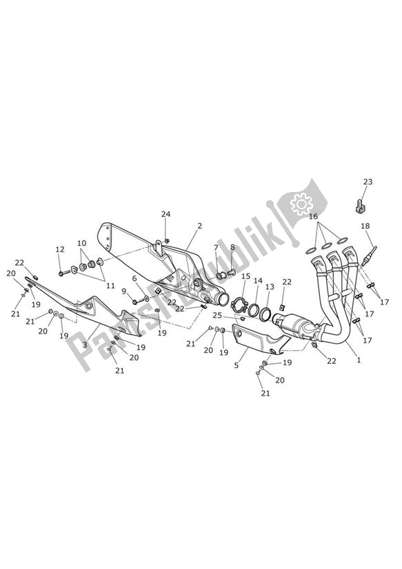 Wszystkie części do System Wydechowy Triumph Street Triple R VIN: 560477-806645 675 2013 - 2016